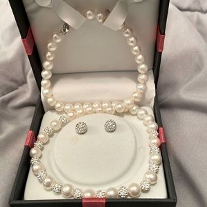 Pearl Necklace and Earring Set